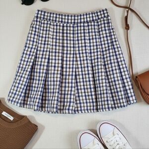 Streetwear Society Blue and White Gingham Checkered Poetcore Skirt Size Small